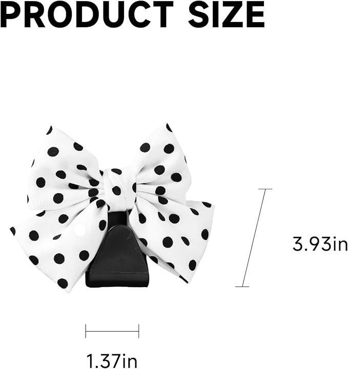 2 Pack Bow Car Seat Headrest Hooks, White Spot | PVC construction, snap-on installation, holds bags purses or umbrellas, fits most cars and trucks, car interior accessories - Image 2
