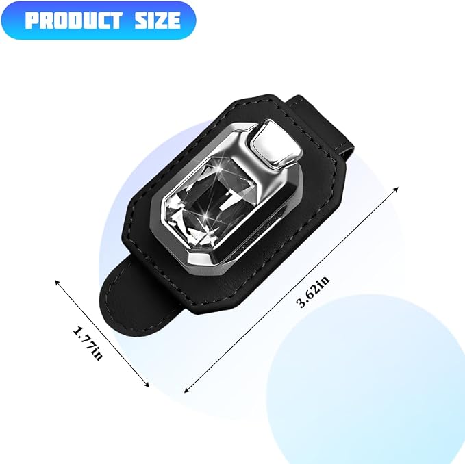 Bling Sunglasses Holders for Car Visor, Crystal Rhinestone Leather One Handed Operation Vehicles Sun Visor Glasses Clip, Automotive Interior Ticket Card Clip, Universal Fit (Black) - Image 2