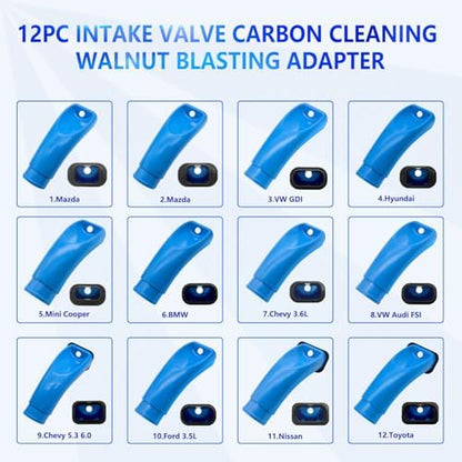 ZKTOOL 12PC Intake Valve Carbon Cleaning Walnut Blasting Adapter - Image 2