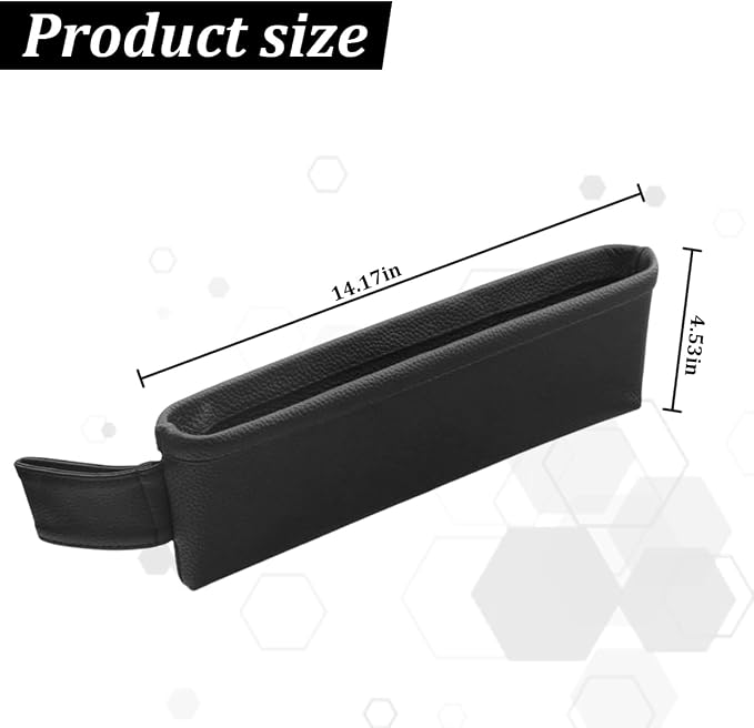 2PCS Car Seat Gap Filler Organizer, Leather Seat Gap Catcher Holder Pocket for Phones Keys Glasses, Auto Center Console Side Crevice Stopper Storage Box, Universal for Vehicles (Black) - Image 2