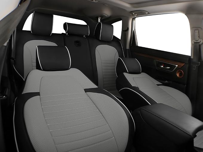 EKR Car Seat Covers for Honda CRV 2012-2014 LX Leatherette Full Set | Custom Fit for Honda CRV 2012 2013 2014 LX ,Factory-Style Interior Upgrade,Easy-Wipe,Faux Leather(Black/Gray) - Image 6