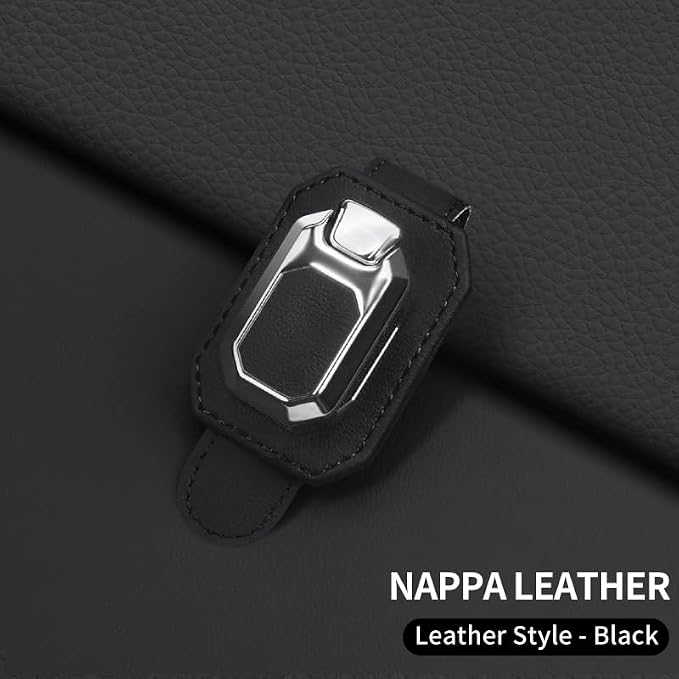 Sunglass Holder for Car Visor, Faux Leather Eyeglass Holder Clip for Car Sun Visor Organizer, Universal One Handed Operation Sun Glass Hanger, Car Interior Accessories for Women Man - Image 7