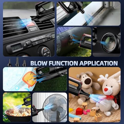 MONOZEL Handheld Vacuum Cleaner, 18000Pa 2 in 1 Cordless Car Vacuum Cleaner&Air Duster, 130W Brushless Motor with 7800mAh Battery, LED Light and Multi-Nozzles, Portable for Home, Car, Office, Pet - Image 4