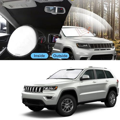 TINGLU Sun Shade for Jeep Grand Cherokee 2011-2021(NOT for Grand Cherokee L&Jeep Cherokee) Accessories Windshield Sun Shade Window Shade UV Rays Protection Sun Visor Cover - Image 6