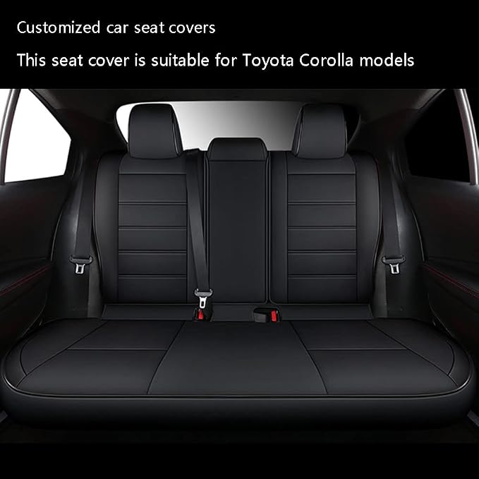 CocheFamilia Custom Fit Corolla Car Seat Covers for Select 2023 2024 2025 Toyota Corolla Hybird LE - Full Set,Leather (Black) - Image 3