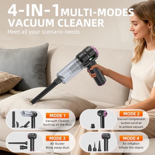 Handheld Vacuum Cleaner Cordless, 23000Pa Powerful Car Mini Vacuum Cleaner, Rechargeable Portable Lightweight dust Catcher for Home Car Carpet Stairs Pet Hair Deep Cleaning（Black-Purple） - Image 4
