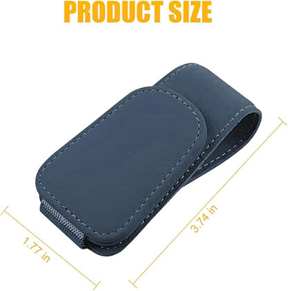 AICEL 2PCS Sunglasses Holders for Car Sun Visor, Magnetic Clip, Blue | Leather Eyeglasses Hanger Mounter, Magnetic Glasses Holder and Ticket Card Clip, Car Accessories, Universal Fit - Image 2
