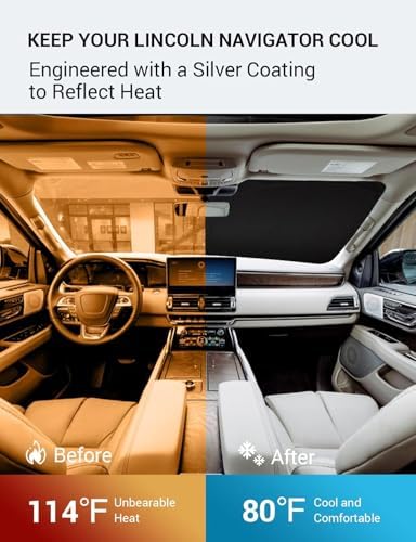 Proadsy Custom Fit Car Windshield Sun Shade for 2018-2024 Lincoln Navigator - Image 3