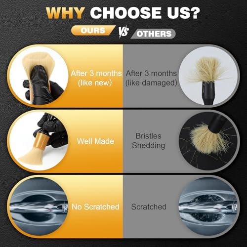 MVEQRRN 10PCS Car Detailing Brush Set,Boars Hair Detail Brush Kit(Gold) - Image 7
