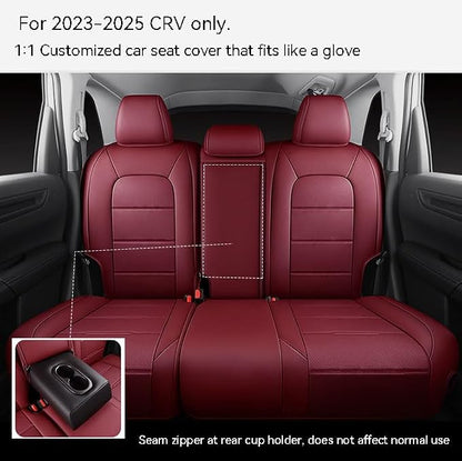 CocheFamilia CRV Seat Covers Custom Fit for Honda CRV 2023 2024 2025 2026 Leather Car Seat Cover Full Set for Trucks SUV,Waterproof Car Seat Cushion,Faux Leather (Burgundy) - Image 3