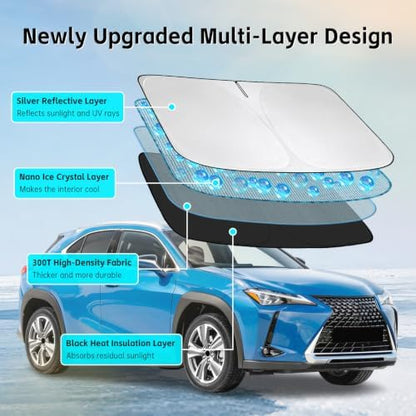 Windshield Sun Shade for Lexus UX 200 250h 260h 300h 300e 2019-2026SunShade - Image 3