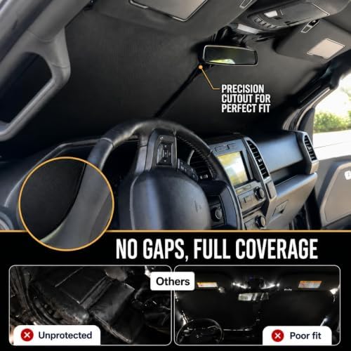 Large Windshield Sun Shade for GMC Terrain 2010-2026, 7-Layer Heavy-Duty & Blocks UV Rays, 3D Scanned Custom Fit, Keep Interior Cooler, Easy Storage & Foldable SUV Accessories, No Sagging - Image 3