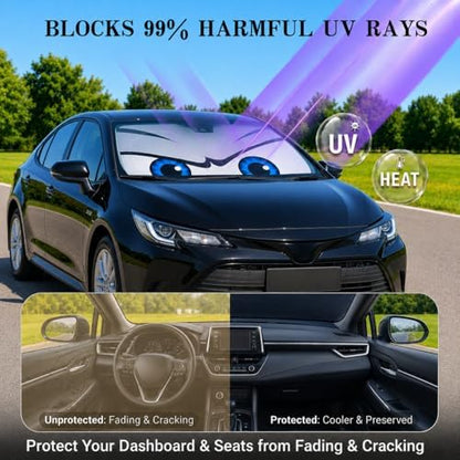 Car Windshield Sun Shade, Universal Fit Compact Sedan SUV, Cool Gray - Image 3
