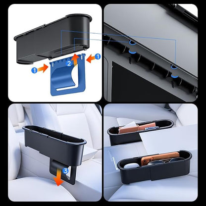 Expandable Car Seat Gap Filter Organizer, Adjustable 185-265mm | Universal front seat console side pocket, sliding gap storage box, fits phone keys wallet, seat gap filler, stop drops - Image 7