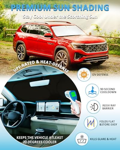 Sun Shade for Volkswagen Atlas 2018-2024 2025 2026 Windshield Sunshade - Image 2