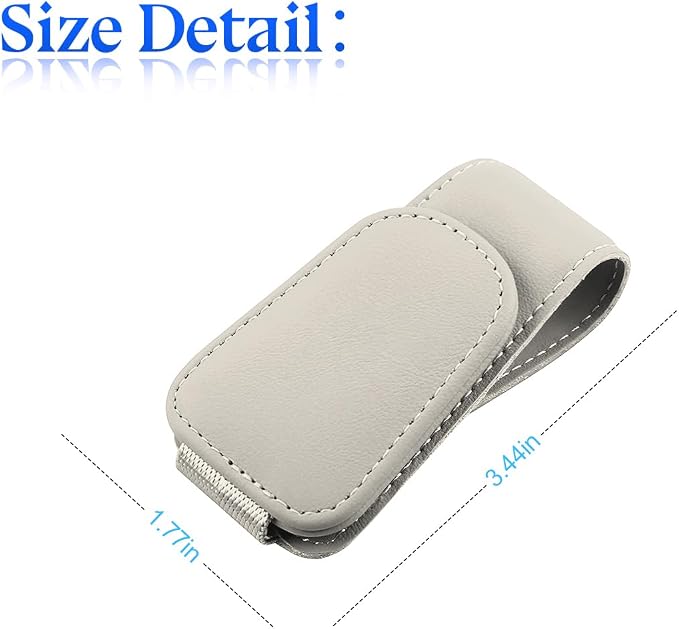 zipelo Magnetic Leather Sun Visor Sunglasses Holder Clip, Light Beige | one-hand access, soft contact surfaces, stores glasses and cards, lightweight compact form, car interior accessories - Image 2