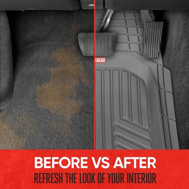Motor Trend FlexToughXL Floor Mats for Cars Full Set, All-Weather Rubber Automotive Floor Mats, Waterproof Heavy Duty Car Mats, Flexible Floor Liners for Car Truck Van SUV, Car Floor Mats (Gray) - Image 3
