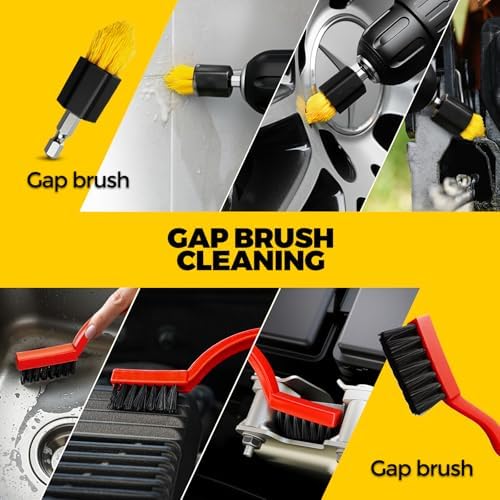 Holikme 22Pack Drill Brush Attachments Set, Scrub Pads & Sponge, Buffing Pads, Power Scrubber Brush, Car Polishing Pad Kit,Wax Applicator Pad,Car Cleaning Kit，Cleaning Supplies，Masonry Brushes,Black - Image 5