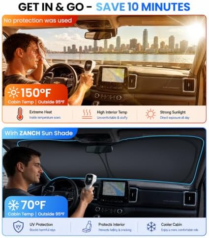 Large Custom Windshield Sun Shade for Chevrolet Colorado (2015–2026), 3D Scanned Fit, 7-Layer Heavy-Duty UV & Heat Blocking Protection, Interior Cooling, Zanch Foldable Truck Accessories - Image 2