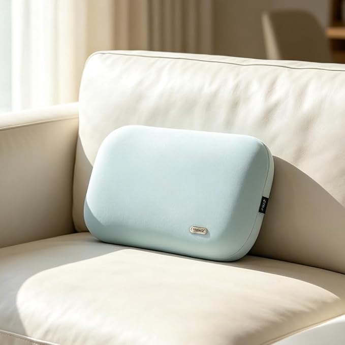 Lumbar Support Pillow Summer Soft Latex Lower Back Cushion for Car Seat | Work From Home Essentials, Cooling Slim Nap Pillow, Chair Recliner Waist Relief, Memory Foam Office Accessories, Light Blue - Image 4