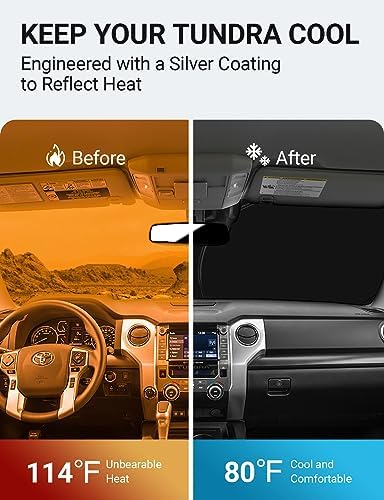 Proadsy Custom Fit Car Windshield Sun Shade for 2007-2021 Toyota Tundra - Image 2