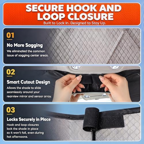 Windshield Sun Shade Custom Fit for 2014-2020 Nissan Rogue, Advanced Diamond-Patterned Heat Shield to Block UV Rays, Foldable Auto Window Visor, Precise Mirror Cutout - Image 5