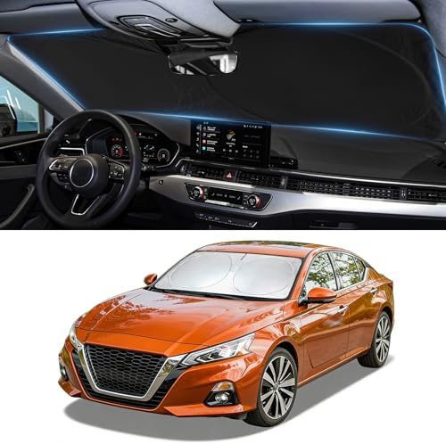 Sun Shade for Altima Windshield Sunshade fit 2013-2016 2017 2018 Nissan Altima Sedan Accessories Front Window Cover Shield Car Sun Visor Screen Protector Block UV Rays by BOODANCARS