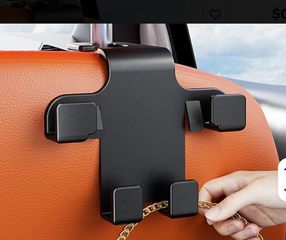 Foldable Car Seat Headrest Hooks 2-Pack – Hidden Design 360° Rotating Organizer for Bags, Groceries & Purses – Heavy Duty ABS Car Back Seat Hanger - Image 2