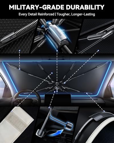 Nmoiss [Vinyl Coating Heat Shield] Windshield Sun Shade Umbrella Custom for Ranger, Protect Car from Sun Rays & Heat Damage Keep Cool and Protect Interior - Image 6