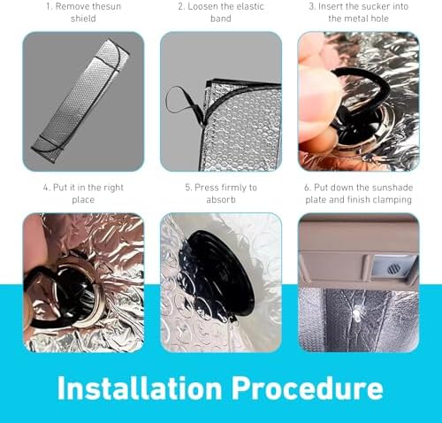 Car Windshield Sunshade, Foldable Reflective Aluminum Foil Windshield Sun Shade, 51.2" x 23.6" Front Window Sun Protector Cover, Universal for Most Cars, SUVs, Trucks (Silver #2) - Image 5