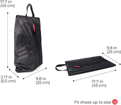 pack all Plus-Sized Shoe Bag for Travel, Water-Resistant Shoe Pouch | Odor-Resistant, Dustproof, Portable, Soccer Cleats & Gym Storage, Fits Up to Size 16, 2 Pack, Black - Image 5