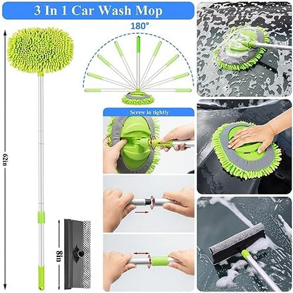 32Pcs Car Detailing Brush Set, Car Detailing Kit, Auto Detailing Drill Brush Set, Car Detailing Brushes, Car Wash Cleaning Tools Kit with Wash Mop for Interior, Exterior, Wheels, Blue - Image 2