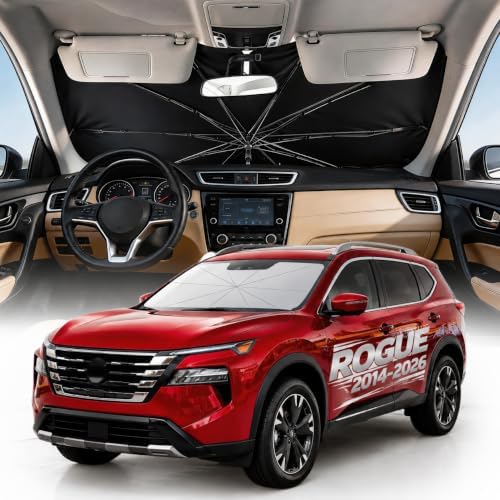 Weektic Custom Windshield Sun Shade Umbrella for Nissan Rogue 2014-2026, [Double Thickened Ice Crystal Coating] Sun & Heat Protection, Keep Vehicle Cool & Protect Interior by Weektic