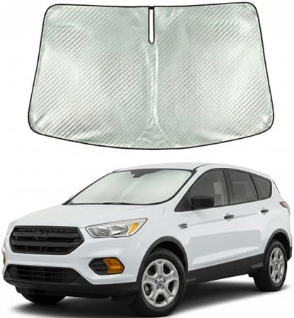 Windshield Sun Shade Custom Fit for 2013-2019 Ford Escape, Advanced Diamond-Patterned Heat Shield to Block UV Rays, Foldable Auto Window Visor, Precise Mirror Cutout by Giselia