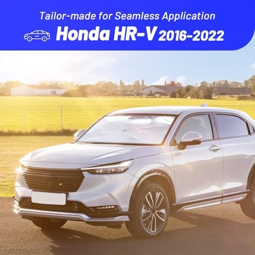 Windshield Sun Shade Umbrella for Honda HR-V 2016-2022, Foldable Front Window Sunshade with 360° Rotating Shaft, Custom Fit Car Shades for HR-V Accessories with UV & Heat Protection - Image 3