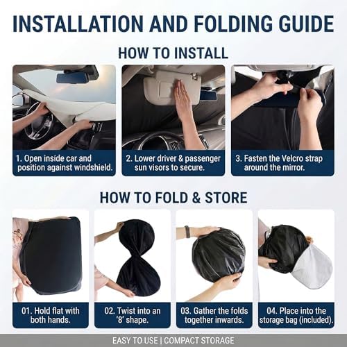 for Honda Passport Sun Shade Windshield Cover - Custom Fit Passport Accessories 2019-2024 2025 Sunshade Foldable UV Protection & Heat Shield Sun Visor Accessories - Image 7