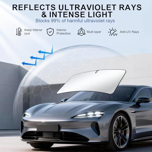 JUSTTOP 300T Double-Layer Design Universal Car Windshield Sun Shade, Foldable Reflective for Windshield & Window Shades, Car Interior Accessories (69" L x 35" W) - Image 2