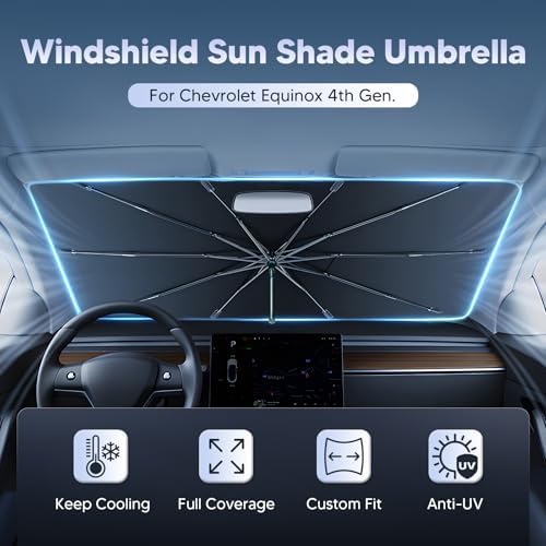Autorder Windshield Sun Shade Umbrella for 2025-2026 Chevrolet Chevy Equinox/GMC Terrain Accessories,Upgraded Ice Crystal Material,Easy Setup Umbrella Sunshade for Car Windshield,100% Sun Blocking - Image 2
