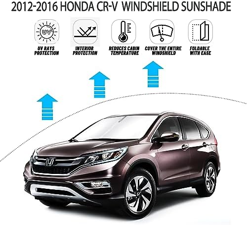 D-Lumina Windshield Sun Shade for Honda CR-V 2012-2016 CRV Accessories, Front Window Sunshade Sun Visor Protector Block UV Rays Heat, Foldable 2 Layers 210T Material - Image 2