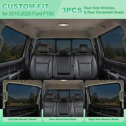 F150 Window Shades 2015-2020, Rear Mesh Coverage, 3PCS - Image 3