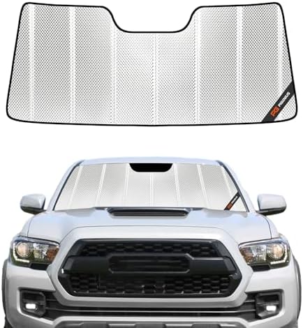 Pigenius Windshield Sun Shade for Toyota Tacoma 2016-2017 Without GoPro Mounted. Reflective Aluminum Film Front Window Sunshade - BLAZBLOCK by Pigenius