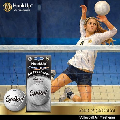 Volleyball Car Air Freshener by HookUp - 10 Pack - Black Gold Scent (Extra Strong) | Unique Volleyball Gift for Players, Coach, Fans | Hanging Car Accessory with Long Lasting Fresheners Smell - Image 3
