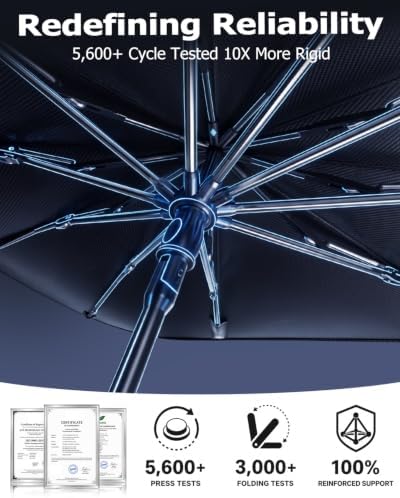[2026 Upgraded] Weektic Truck Windshield Sun Shade for F-150/Silverado/Tundra/RAM 1500/Sierra - 5 Layers Ice Crystal Coating Blocks 99% UV, Cools Interior | 360° Swivel Handle for Easy Use - Image 4