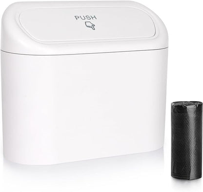 Accmor Car Trash Can with Lid, Vehicle Dustbin Garbage Organizer Holder with One Roll Bag, Mini Leakproof Storage Bin for Auto, SUV, Office (White) by Accmor