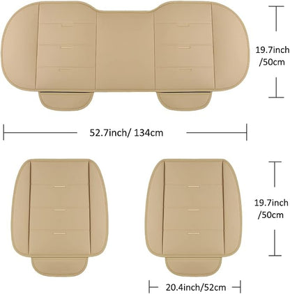 West Llama Bottom Seat Covers, Include 1 Pair Front Seat Protector and 1 Rear Seat Cover, Universal PU Leather Seat Covers for 90% Cars (Beige) - Image 7