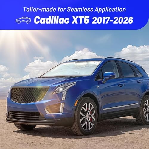 Windshield Sun Shade Umbrella for Cadillac XT5 2017-2026, Foldable Front Window Sunshade with 360° Rotating Shaft, Custom Fit Car Shades for XT5 Accessories with UV & Heat Protection - Image 3