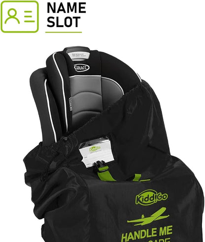 KiddiGo Car Seat Travel Bag For Airplane, Black & Green, 33” H x 18” W x 18” D, Fits Most Standard Convertible, Booster & Infant Car Seats, Gate Check Universal Size Car Seat Cover, Easy Carry Design - Image 3