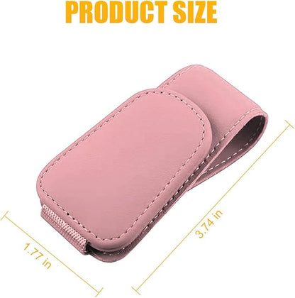 AICEL 2PCS Sunglasses Holders for Car Sun Visor, Magnetic Clip, Pink | Leather Eyeglasses Hanger Mounter, Magnetic Glasses Holder and Ticket Card Clip, Car Accessories, Universal Fit - Image 2
