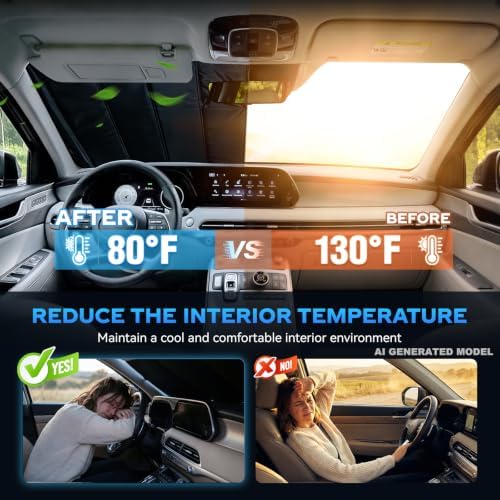 Windshield Sun Shade for Chevy Silverado/GMC Sierra 1500 2019-2026 Foldable - Image 3