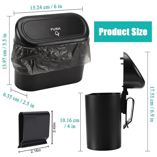 Accmor 2 Pack Car Trash Can with Lid, Mini Auto Dustbin, Leakproof Vehicle Garbage Bin with 90pcs Trash Bags, Multipurpose Interior Accessories Storage Container Cute Garbage Bin for Car, Office, Home - Image 2